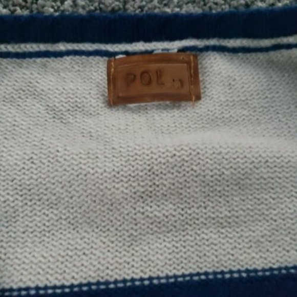 Anthropologie POL Sweater MEDIUM Pullover Boat Nautical Blue Yellow Off White - Picture 6 of 10